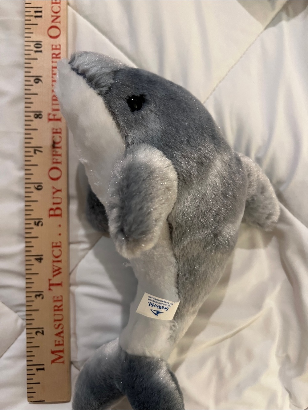 Sea World Gray and White Plush Dolphin Stuffed Animal - Soft Huggable Toy